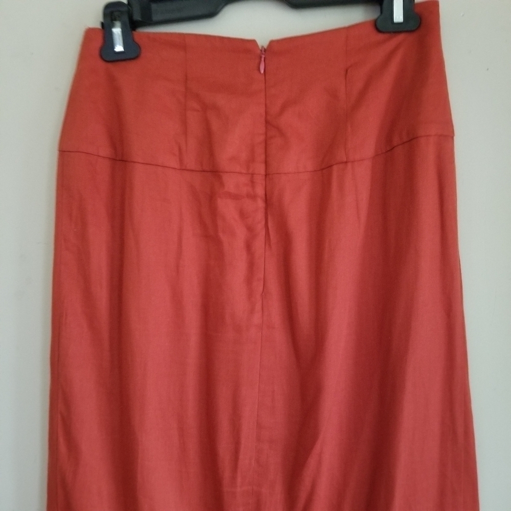 Anthropologie ATSU High Waist Pleated Shirt Rust Button Zip Back Size XS - Picture 5 of 14